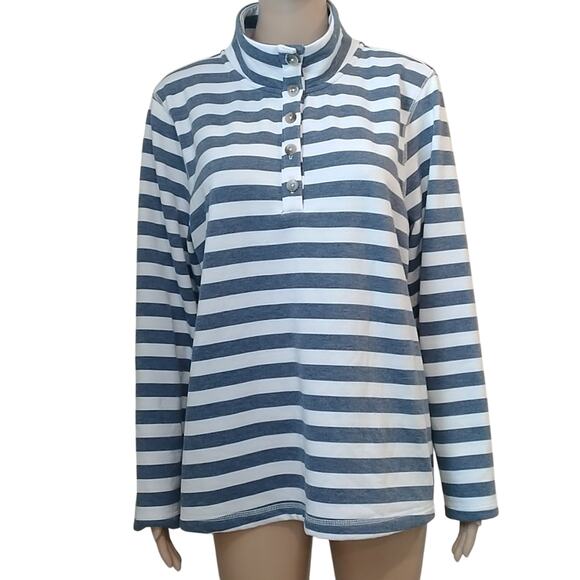 Croft & Barrow White/Blue/Grey Striped Pullover Sweater - Picture 1 of 6